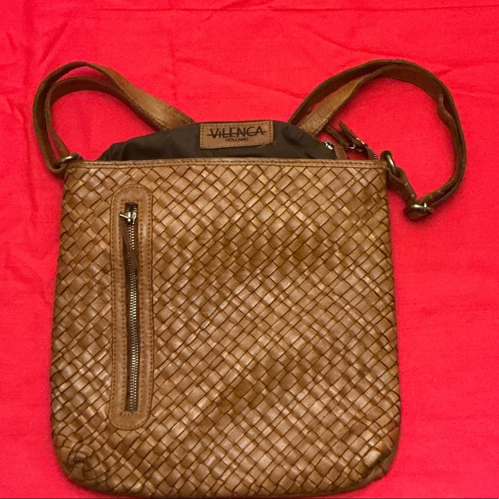 Vilenca  Brown Leather Crossbody Bag